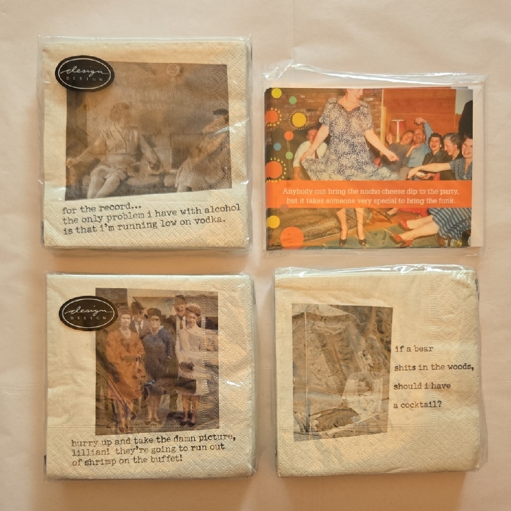 NWT Party Invitations And Adult Humor Vintage Photograph Cocktail Napkins